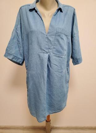 Красивое брендовое коттоновое платье свободного фасона с эффектом варенки