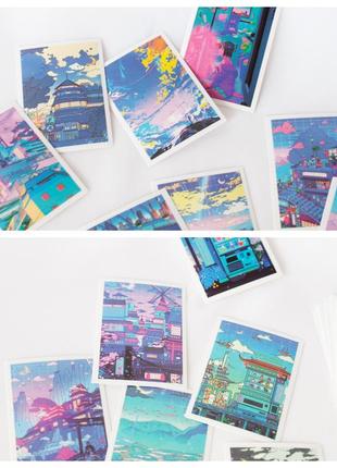 Наклейки 30 шт аниме эстетика стекерпаки набор стикеры глянцевые водостойкие anime aesthetic миядзаки манга кпоп япония