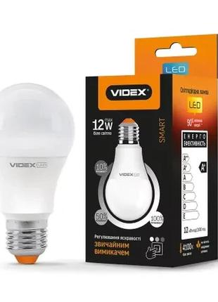 Лампа світлодіодна led з регулюванням яскравості videx 12w e27 4100k vl-a60ed3-12274