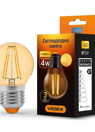 Філаментна світлодіодна лампа led videx 4w e27 2200k vl-g45fa-04272
