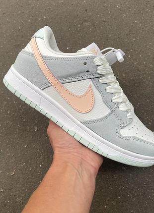 Кроссовки nike round sb dunk low mint white coral кеды кроссовки найк данк мятный с белькам и коралловым