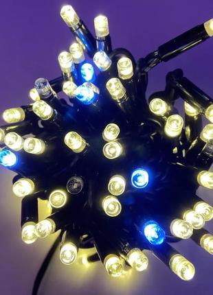 Гірлянда вулична string 10м 100 led теплий білий, чорний дріт