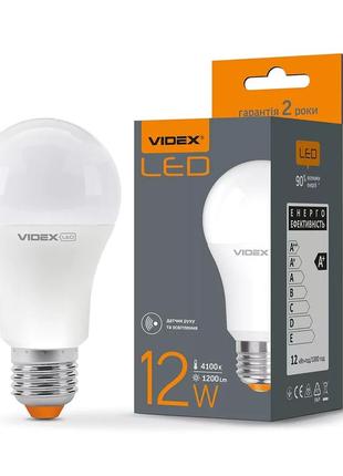 Лампа світлодіодна led videx 12w e27 4100k з сенсором руху vl-a60e-12274-s