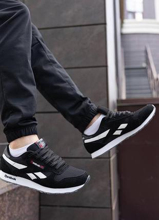 3 кольори🌈 мужские кроссовки в стиле reebok classic / демисезонные / летние, осенние / замша, сетка, текстиль / черные, белые, серые, синие