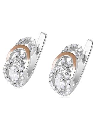 Срібні сережки із золотом і куб. цирконієм karmen-10