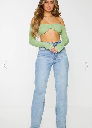 Вязаный женский топ с длинным рукавом и открытыми плечами prettylittlething