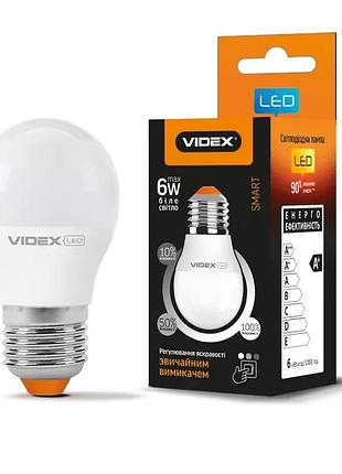 Лампа світлодіодна led з регулюванням яскравості videx 6w e27 4100k vl-g45ed3-06274