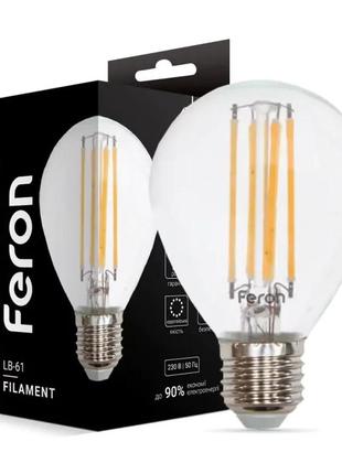 Філаментна світлодіодна лампа led feron g45 4w e27 2700k lb-61 filament