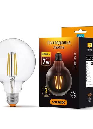 Філаментна світлодіодна лампа led videx 7w e27 4100k діммерна vl-g95fd-07274