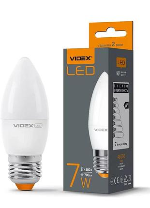 Лампа світлодіодна led videx 7w e27 4100k vl-c37e-07274