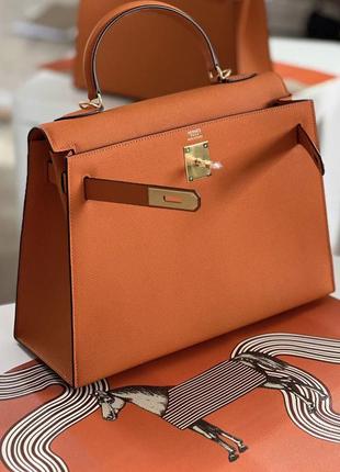 Келлі шкіра в золоті сріблі лого бренд hermes