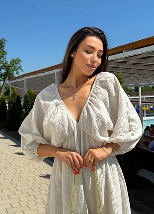 Муслиновое миди платье с открытой спинкой2 фото
