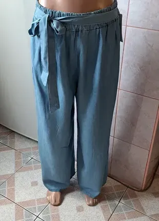 Трендовые легкие штаны , широкая штанина. новые с биркой. размер м. ткань не парит (котон/вискоза)1 фото