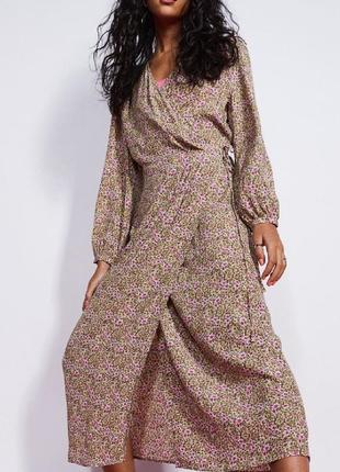 Вискозное миди платье на запах h&m