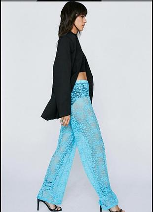 Новые сетевые брюки stradivarius брюки кружевные брюки прозрачные кружево палаццо