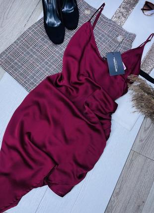 Нова сатинова сукня xl плаття комбінація коротке плаття на запах вечірня сукня