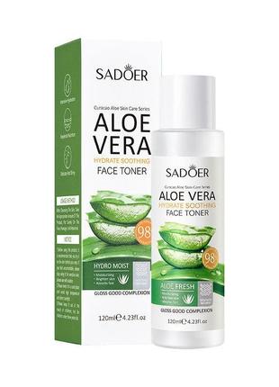 Зволожуючий тонер з алоє віра sadoer aloe vera, 120 мл