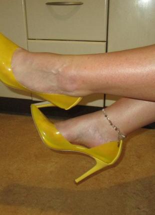 Жовті силіконові туфлі човники прозорі на шпильках