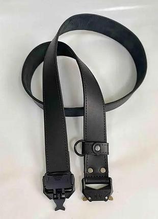 Тактичний ремінь зі шкіри кобра чорний