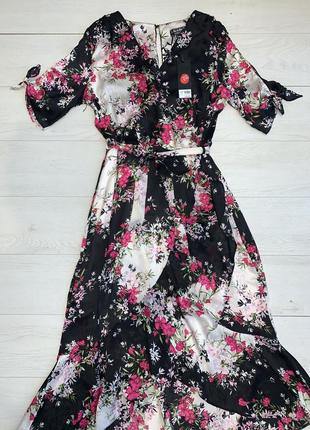 Довге плаття сукня в квітковий принт під пояс нове billie & blossom 16 44 l-xl