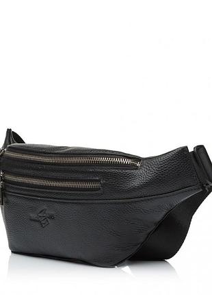 Сумка-бананка мужская из натуральной кожи черная bags4life 6690