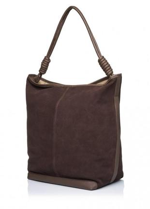 Сумка-мишок женская из натуральной кожи и замши коричневая bags4life 89-8263