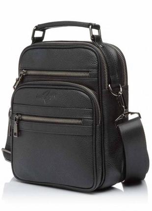 Сумка-барсетка мужская из натуральной кожи черная bags4life man 6439