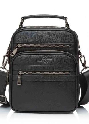Сумка-барсетка мужская из натуральной кожи черная bags4life man 6439