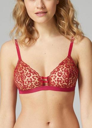 Комплект белья simone perele felicie ягодного цвета кружевной 💋7 фото