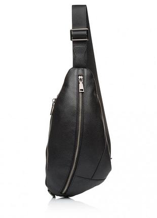 Сумка бананка мужская из натуральной кожи черная bags4life man 6537