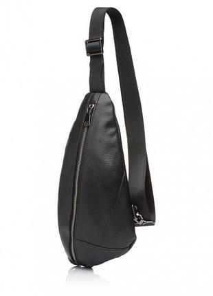 Сумка бананка мужская из натуральной кожи черная bags4life man 6537