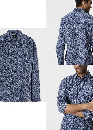 Чоловіча нова завужена сорочка  c&a (німеччина) l, slim fit ідеально сідає по фігурі  100% бавовни