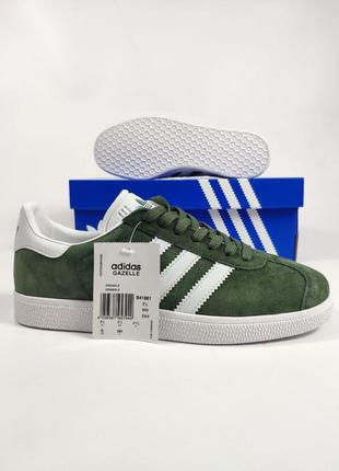 Стильні чоловічі кросівки кеди adidas gazelle / адідас газелі зелені / демісезонні літні, осінні, весняні / замшеві
