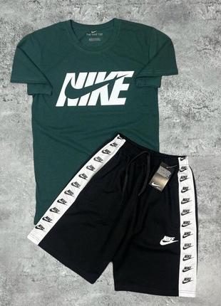 Мужской комплект nike футболка и шорты (нашивные лампасы) | спортивный костюм nike на лето качественный хлопок