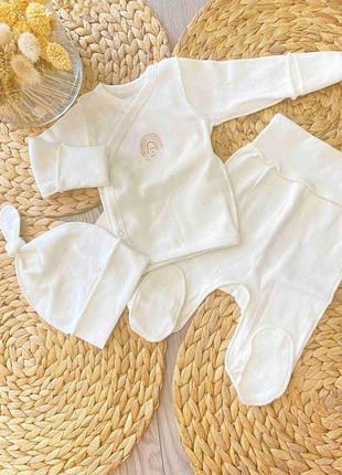 Набір ясельний трикотаж комплект для новонародженого flamingo 56