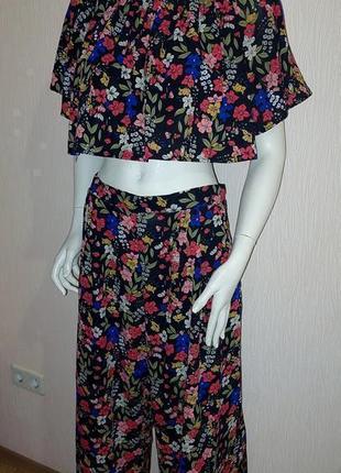 Шикарный шифоный костюм в цветочный принт vintage dressing, молниеносная отправка2 фото