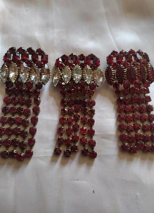 Брошь винтаж, времен ссср, чещское рубиновое стекло