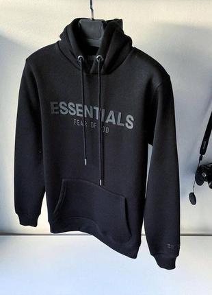 Мужская худи essentials из качественного хлопка черная | мужская кофта на осень стильная худи на подростка