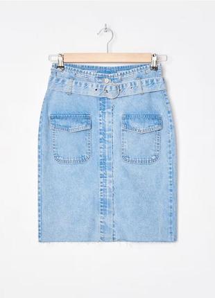 Джинсовая юбка с поясом