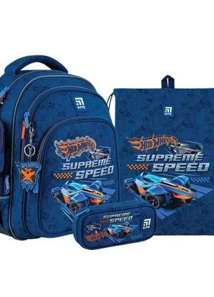 Набір kite рюкзак + пенал + сумка для взуття set_hw24-763s hot wheels