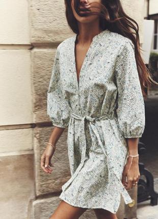 Текстильное платье с пояском zara