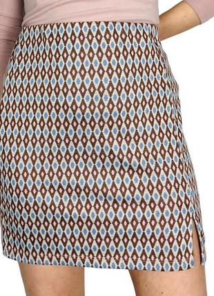 Брендовая юбка мини "primark" с геометрическим принтом. размер uk14-16/eur42-44, l.