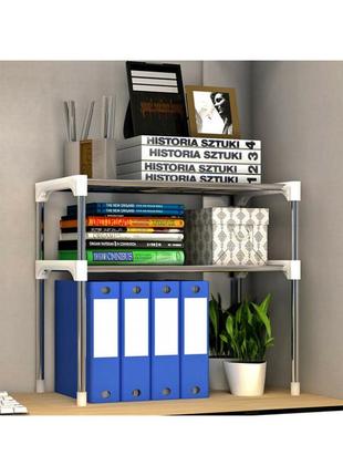 Настольный кухонный стеллаж под микроволновку с полками для посуды специй, этажерка...