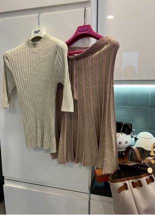 Костюм пліссе в рубчік резинка віскоза бавовна zara