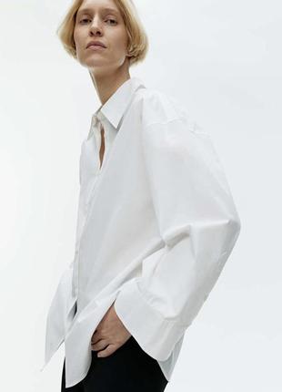 Біла сорочка arket, relaxed poplin shirt