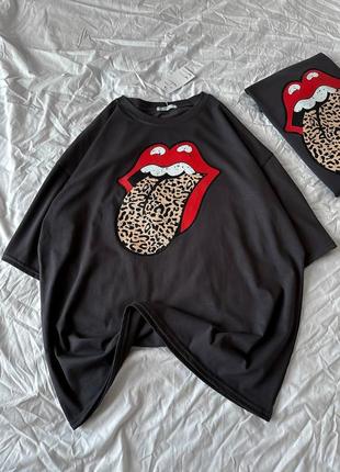 Серая оверсайз футболка с логотипом rolling stones