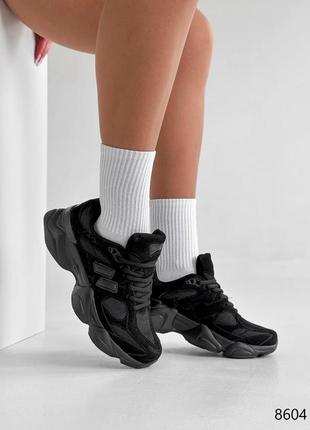 Кроссовки женские nib черные натуральная замша