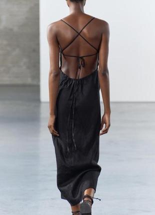 Лляна сукня zara original spain сукня з льону зара плаття зара сукнi мiдi довгi сукнi iз льону