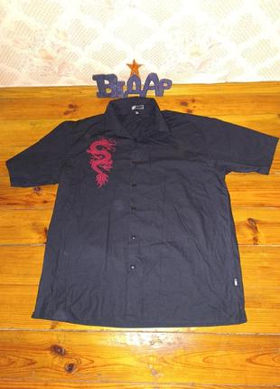 Черная мужская рубашка с драконом 🐉