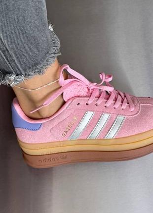 Женские кроссовки адидас газель премиум / adidas gazelle bold
« pink / silver » premium